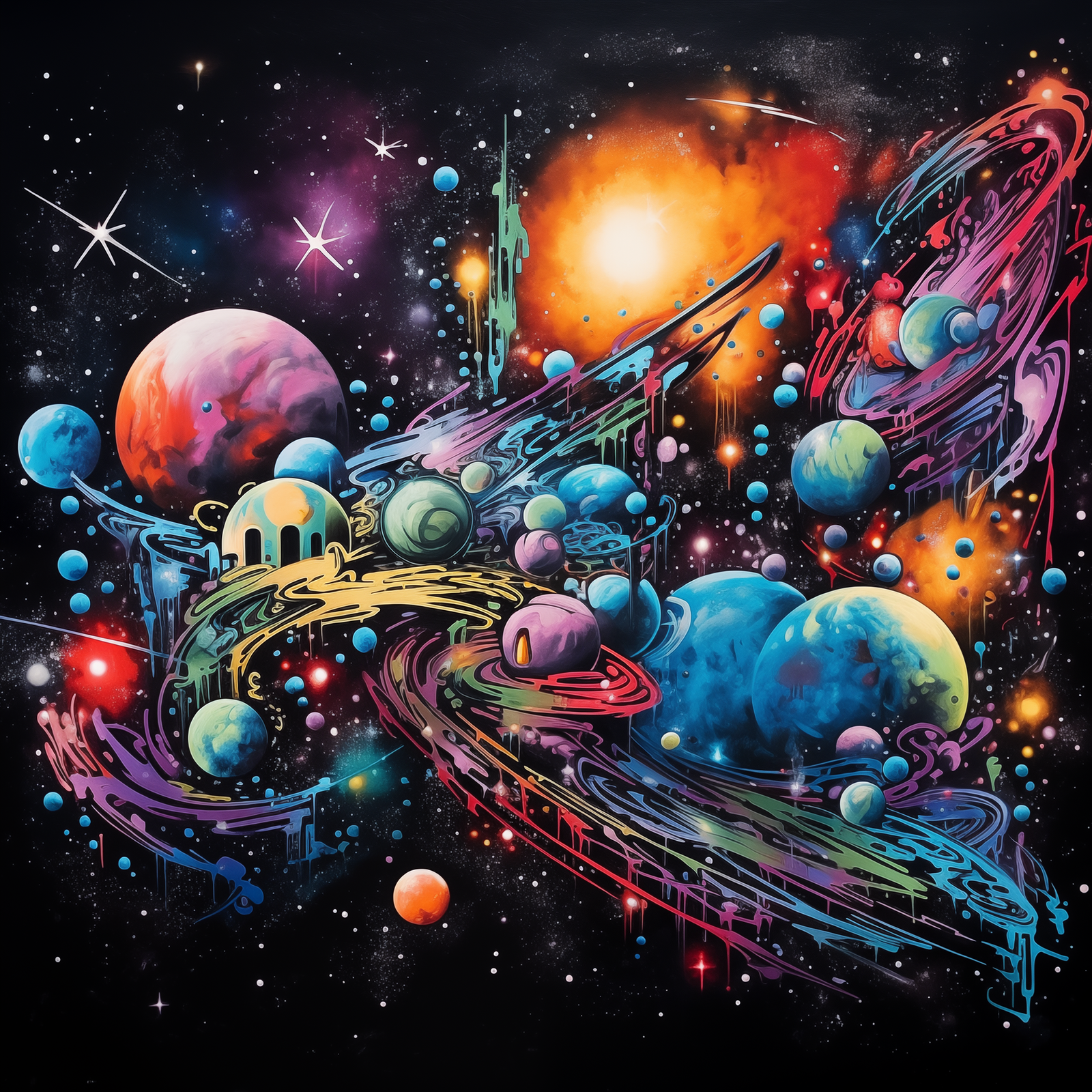 Graffiti art deep space